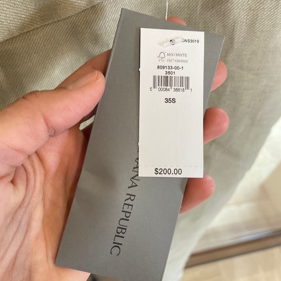 Banana Republic Irish Linen Tuxedo pants taupe 35S Bnwt - Picture 7 of 12